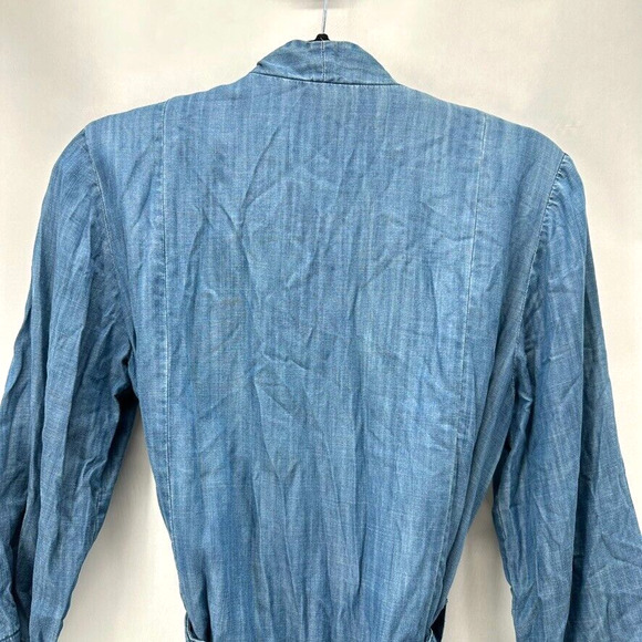 JUST Female Rigmor Kimono Blouse Size S Chambray Blue Wrap Preppy Coastal City - Picture 8 of 12